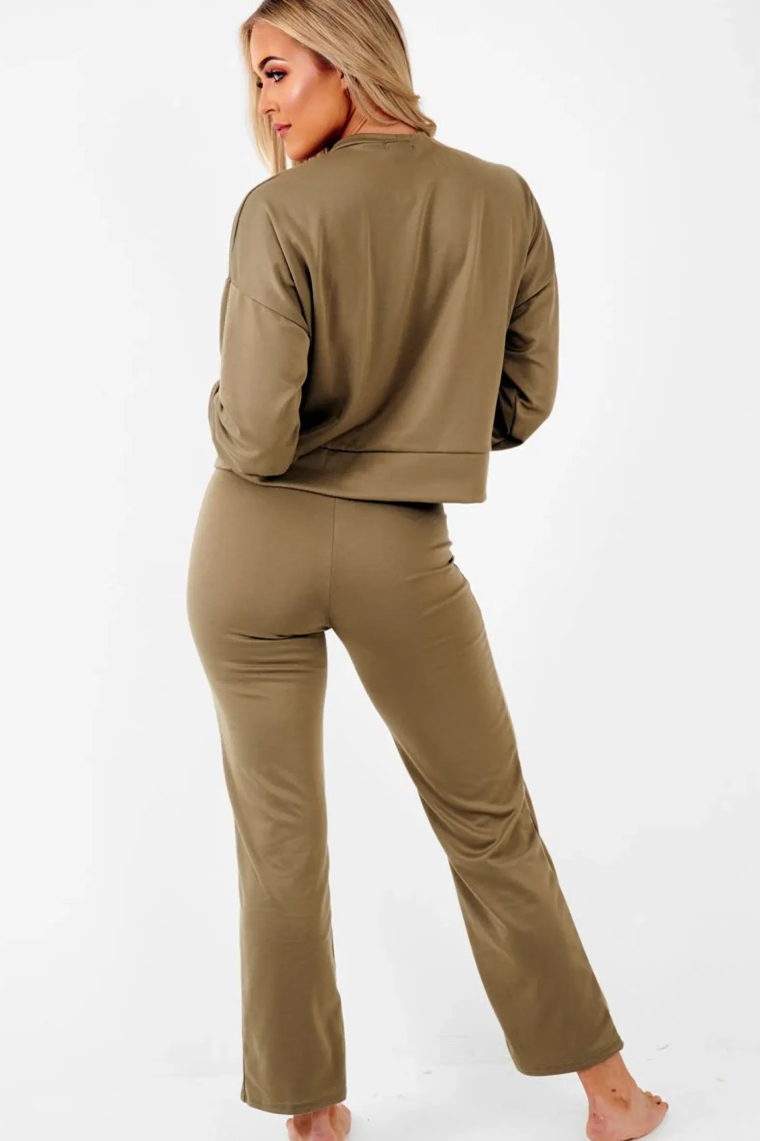 Rebellious Fashion Khaki Sweatshirt Slim Jogger Tracksuit - Erieanna