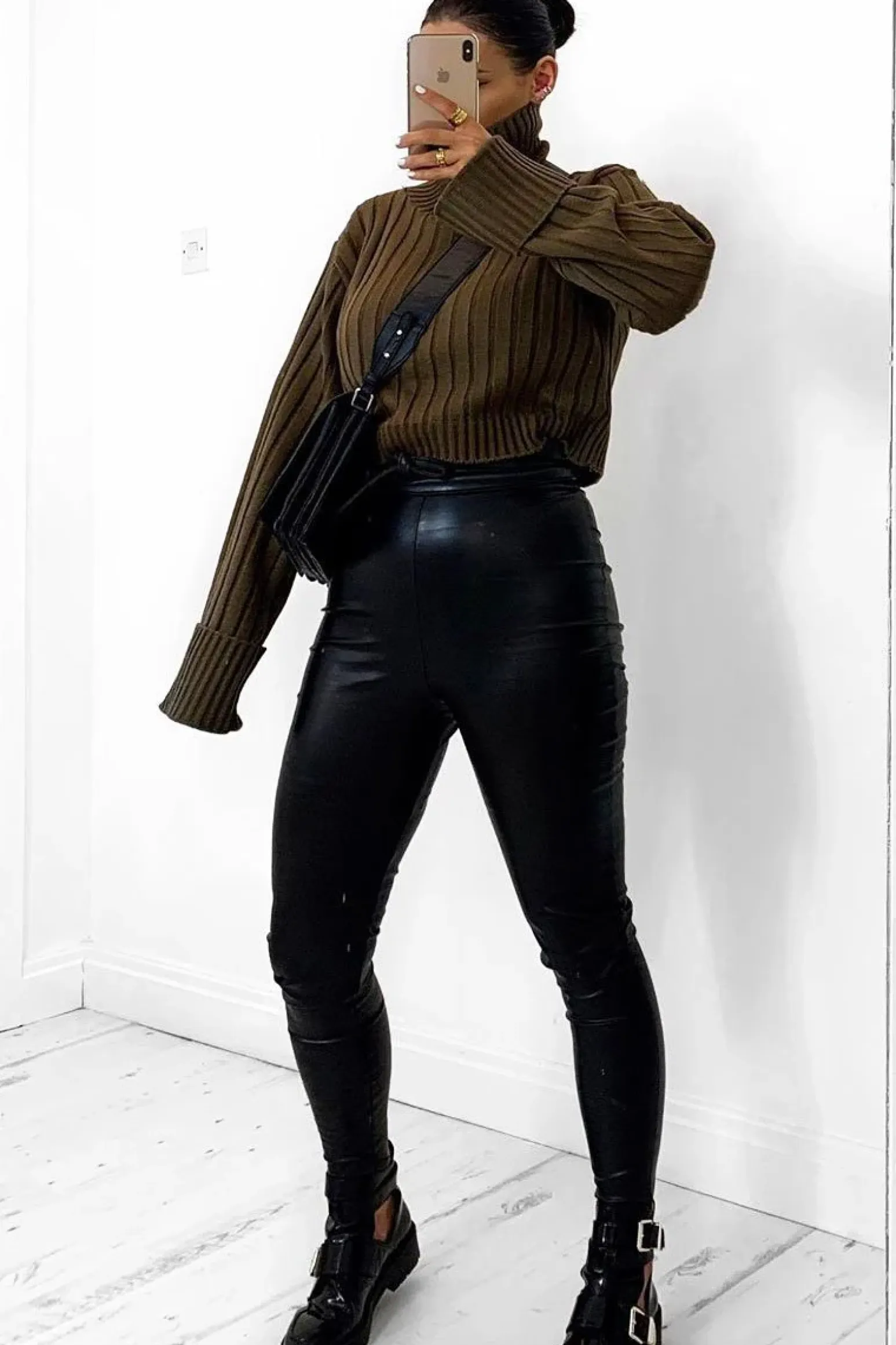 Rebellious Fashion Khaki Wide Rib Roll Neck Jumper - Joyanna