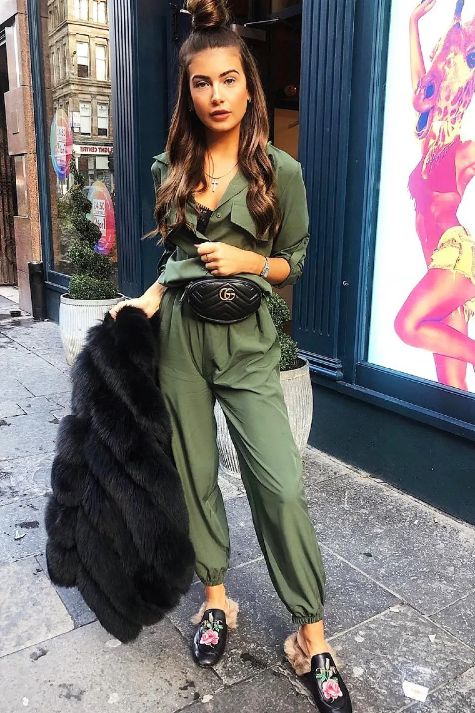 Rebellious Fashion Khaki Woven Button Down Boiler Jumpsuit - Janise