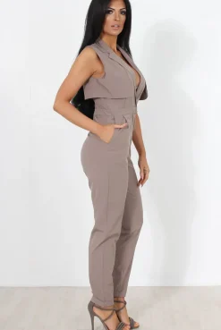 Rebellious Fashion Khloe Grey V Front Jumpsuit