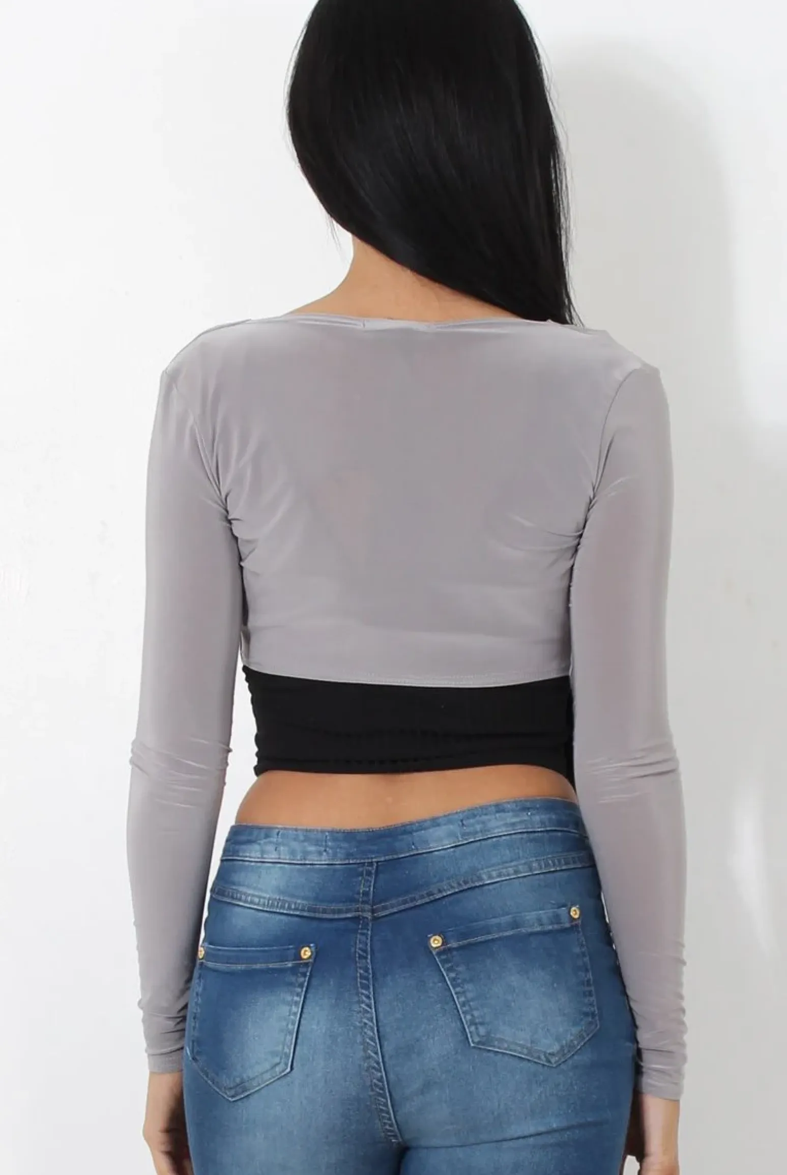 Rebellious Fashion Kola Grey Tie Front Crop Top