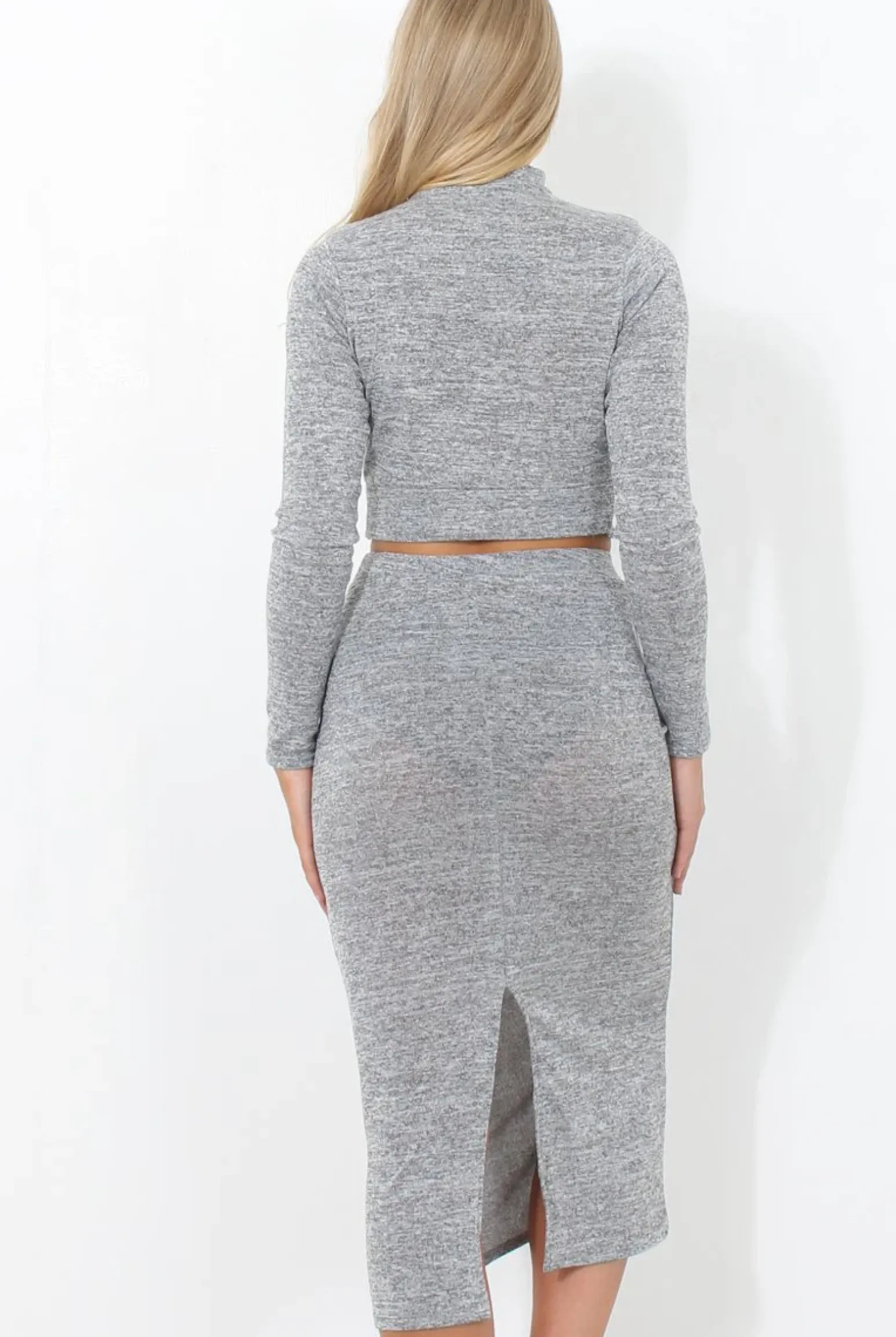 Rebellious Fashion Kori Grey Crop Loungewear Set