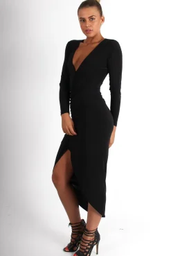 Rebellious Fashion Kristen Black Ruched Front Dress