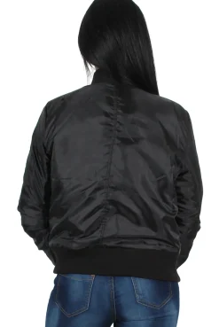 Rebellious Fashion Kylie Black Zip Front Bomber Jacket