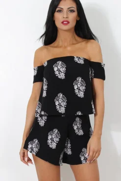 Rebellious Fashion Lara Black Off The Shoulder Two Piece