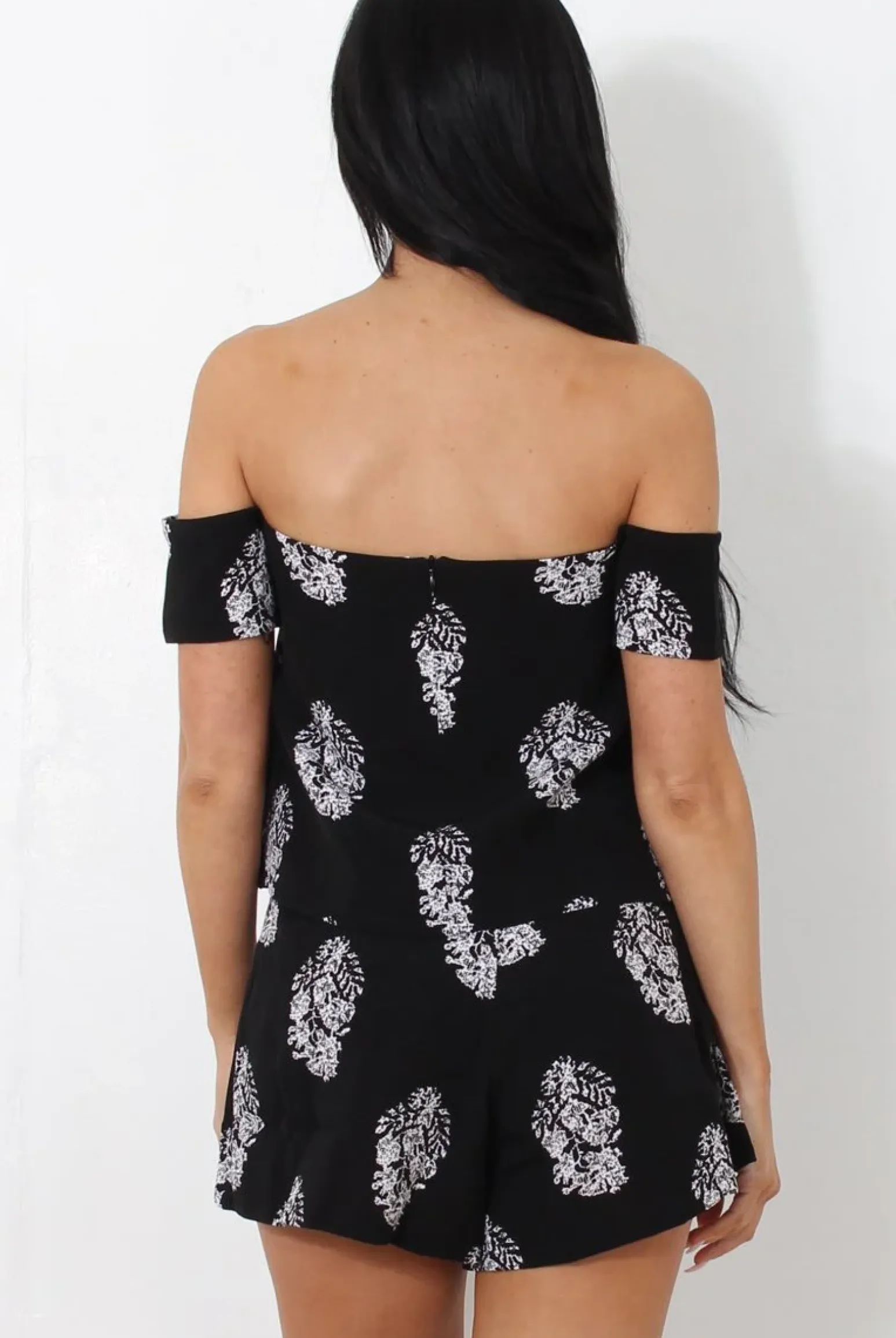 Rebellious Fashion Lara Black Off The Shoulder Two Piece