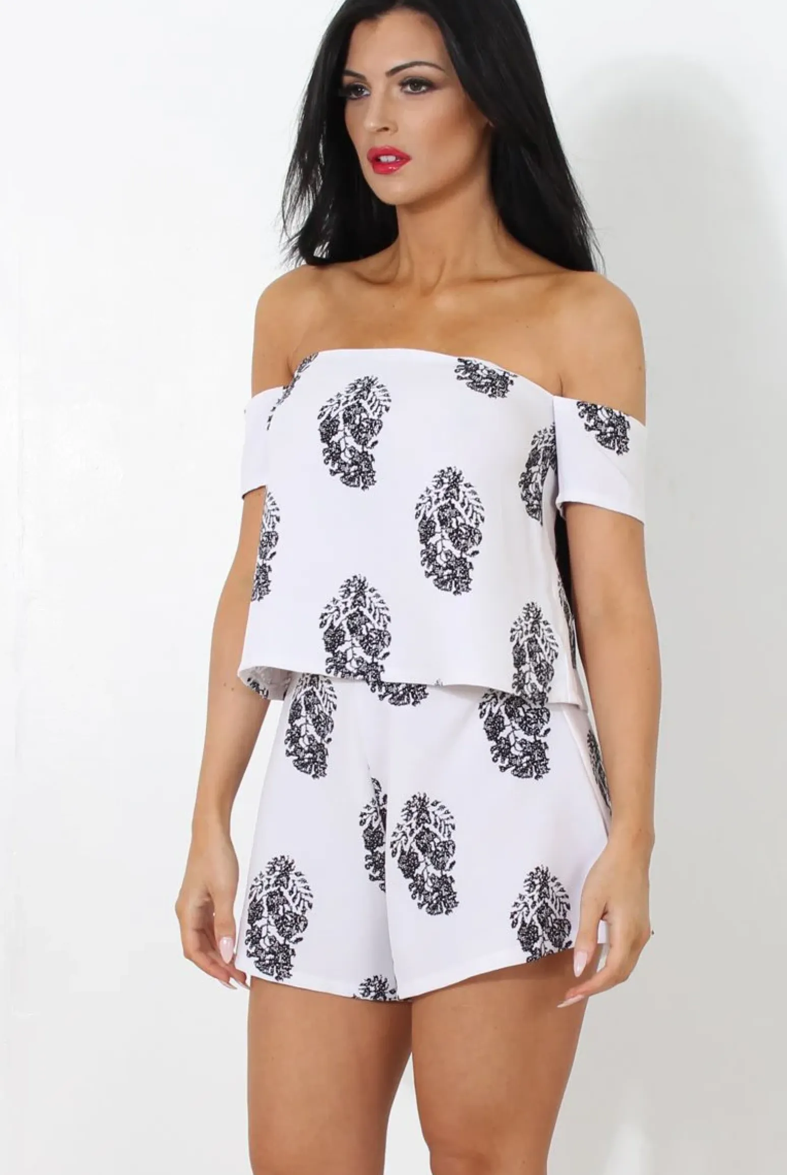 Rebellious Fashion Lara White Off The Shoulder Two Piece