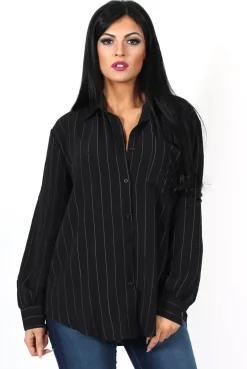 Rebellious Fashion Laura Black and White Striped Shirt