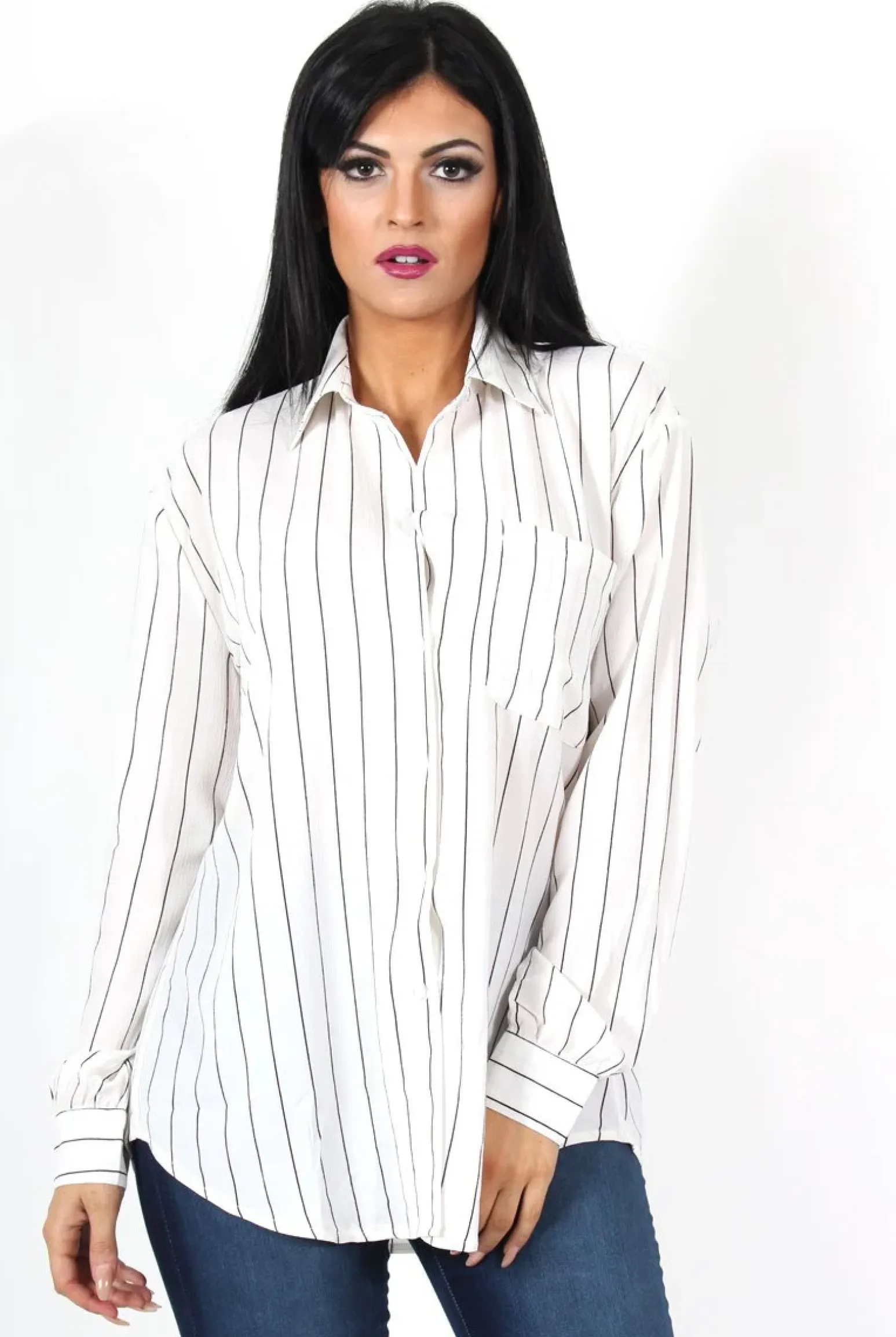 Rebellious Fashion Laura White and Black Striped Shirt