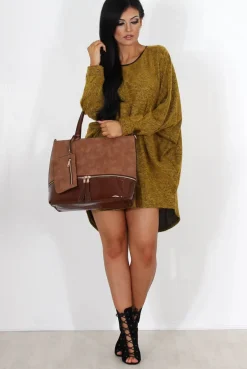 Rebellious Fashion Leah Mustard Drooped Back Jumper Dress