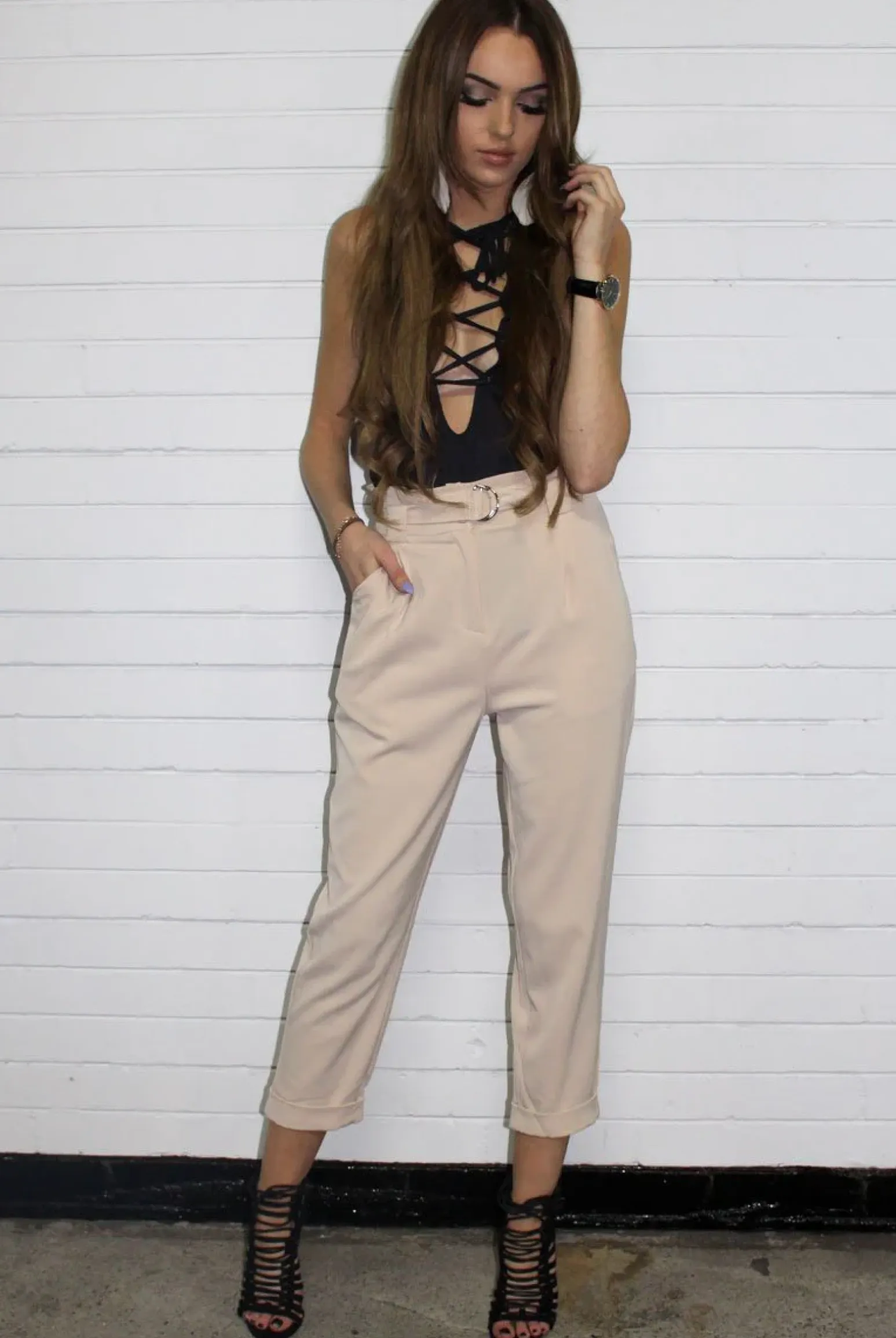 Rebellious Fashion Leanne Dusty Pink Cigarette Trousers