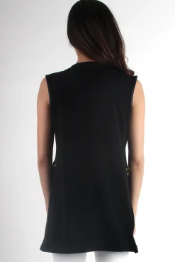 Rebellious Fashion Leia Black Zip Waistcoat