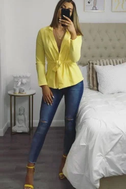 Rebellious Fashion Lemon Belted Blazer - Kenna