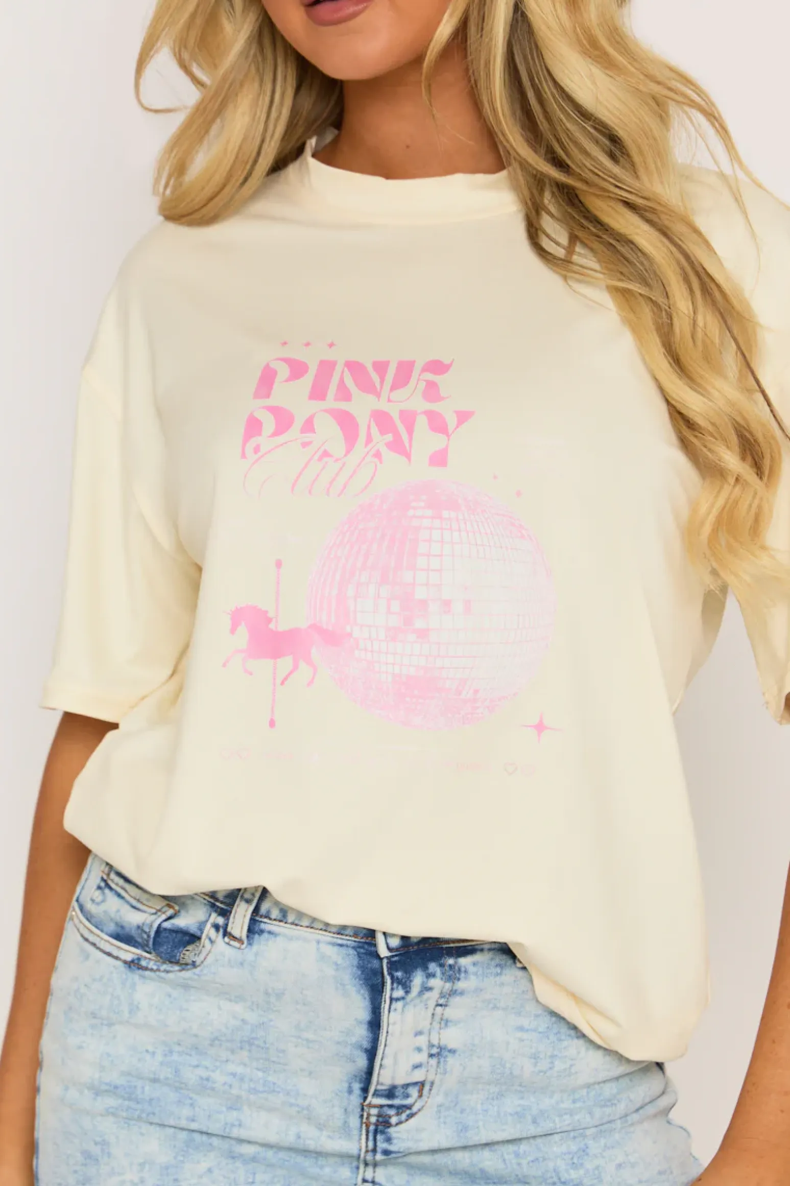 Rebellious Fashion Lemon Pink Pony Oversized Tshirt - Saveria