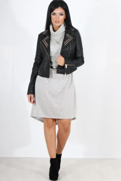 Rebellious Fashion Lenni Black & Gold Leather Biker Jacket