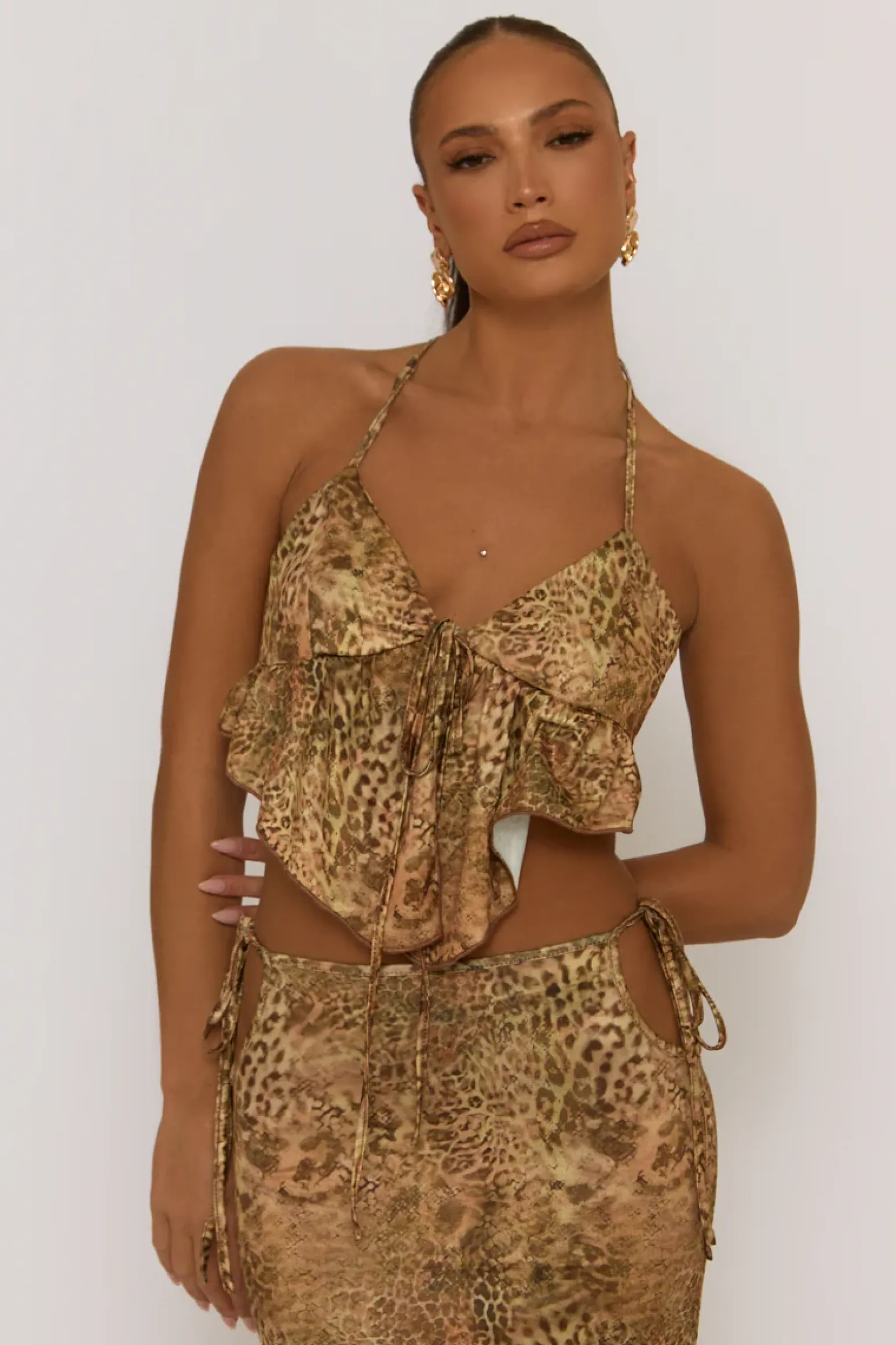 Rebellious Fashion Leopard Cami Top and Maxi Skirt Co-ord - Salma