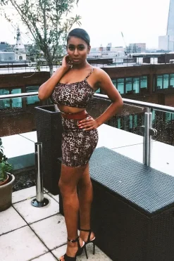 Rebellious Fashion Leopard Print Crop Top And Mini Skirt Co-ord - Brixten
