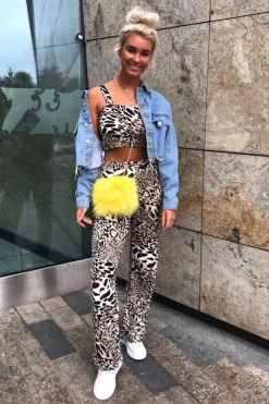Rebellious Fashion Leopard Print Crop Top And Wide Leg Trouser Co-ord - Talyn