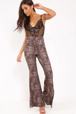 Rebellious Fashion LeopardPrint Flared Trousers - Brooke