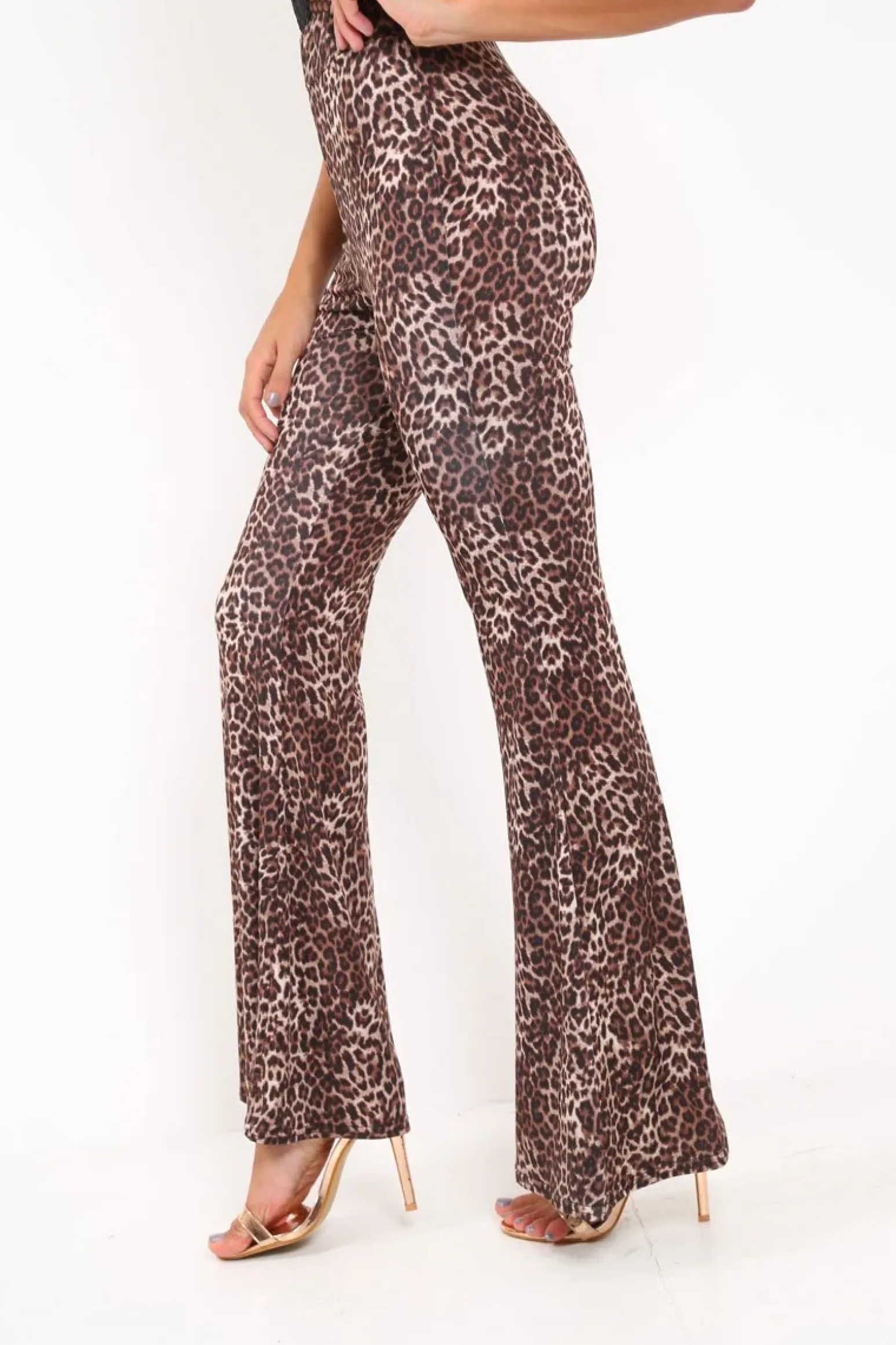 Rebellious Fashion LeopardPrint Flared Trousers - Brooke