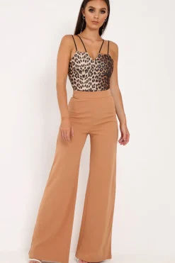 Rebellious Fashion Leopard Print Multi Strap Bodysuit -Analeese