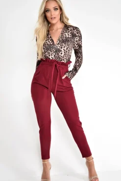 Rebellious Fashion Leopard Print Plunge Long Sleeve Bodysuit - Kindra
