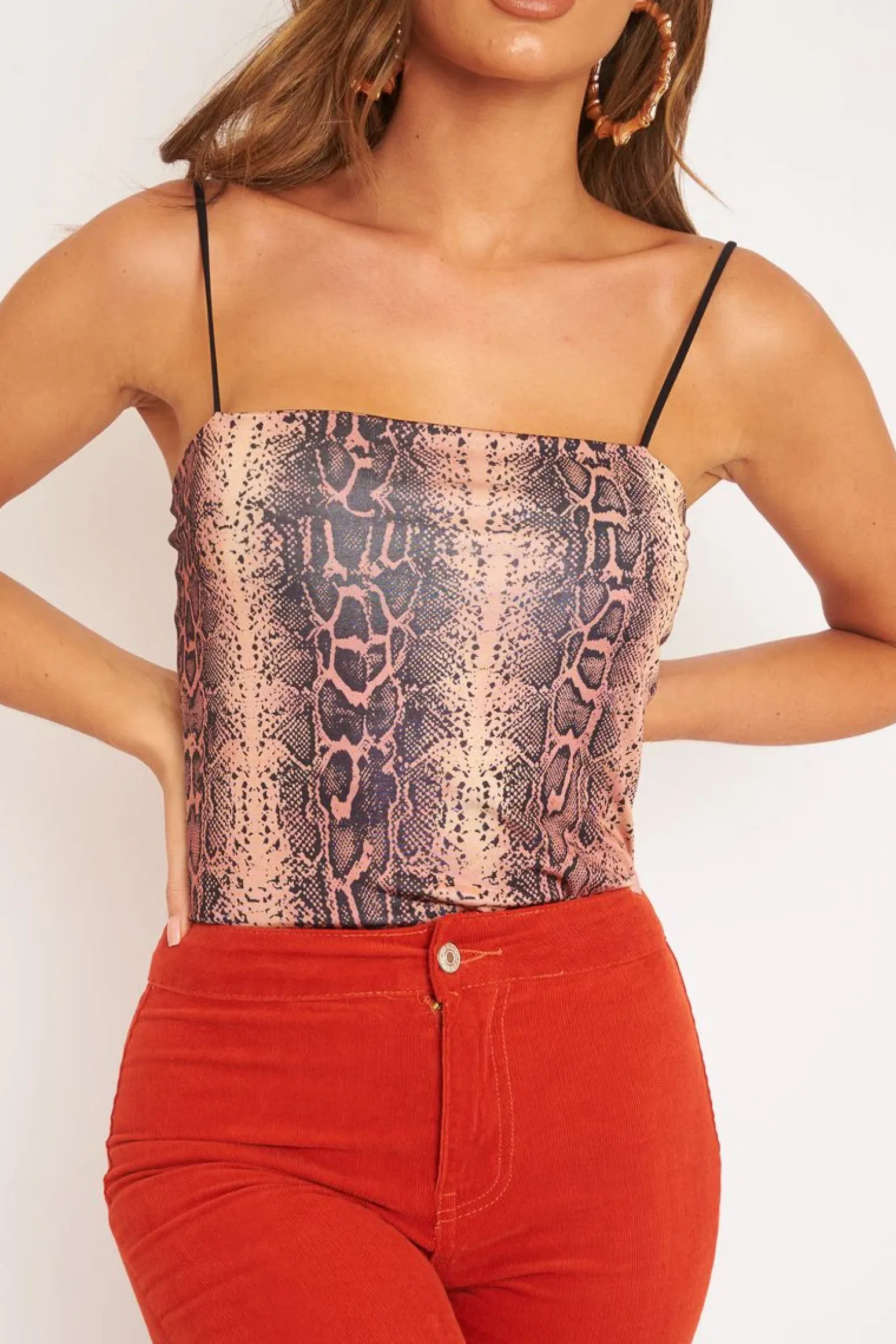 Rebellious Fashion Leopard Print Square Neck Slinky Bodysuit - Sadie