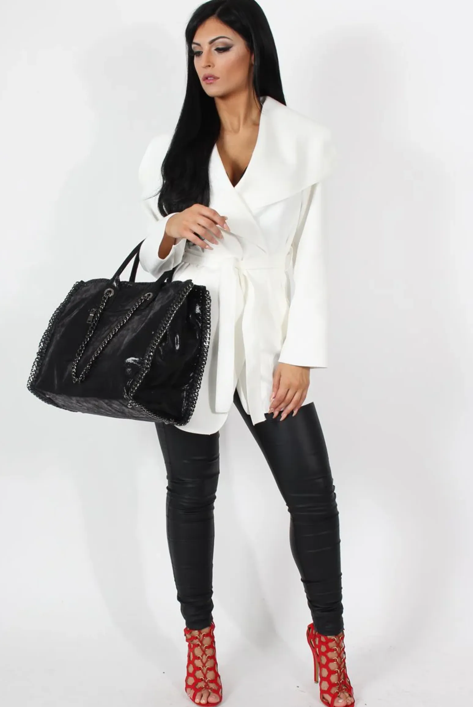 Rebellious Fashion Lexis Black PU High Waisted Jeans