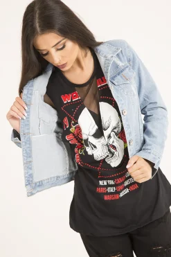 Rebellious Fashion Light Blue Distressed Cropped Denim Jacket - Charlie
