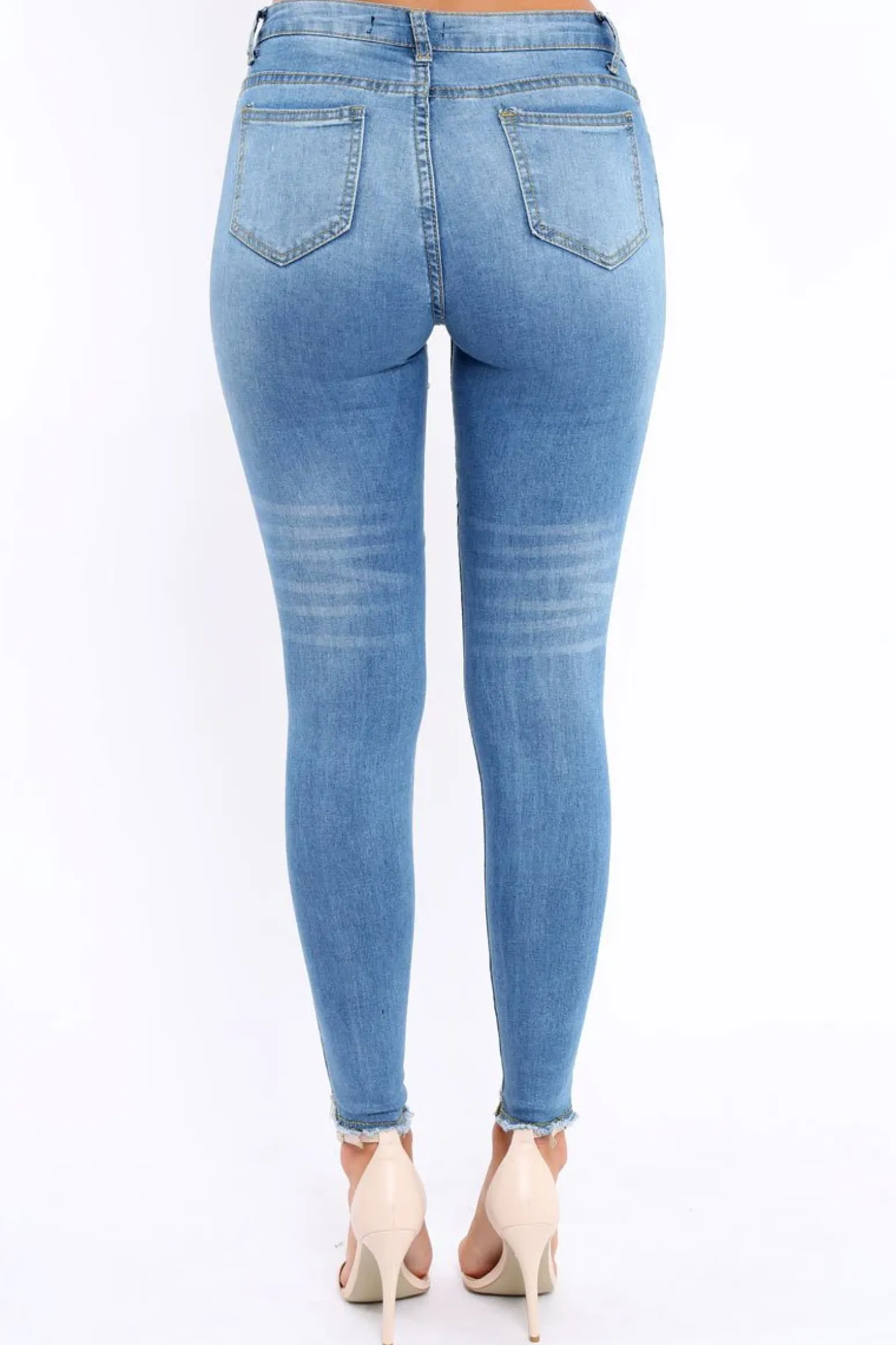 Rebellious Fashion Light Blue Distressed Jeans - Macy