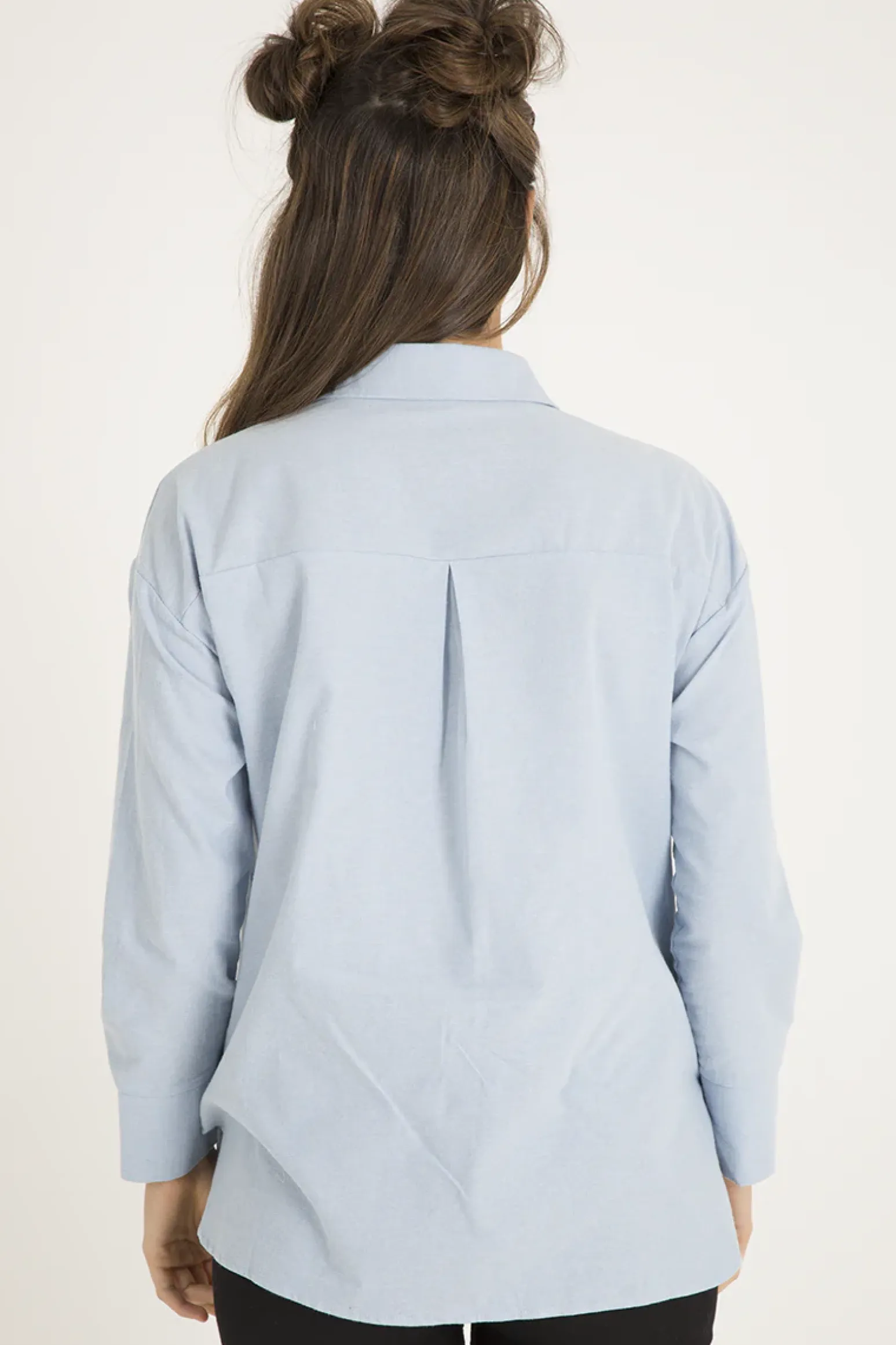 Rebellious Fashion Light Blue Floral Embroidered Shirt - Kara