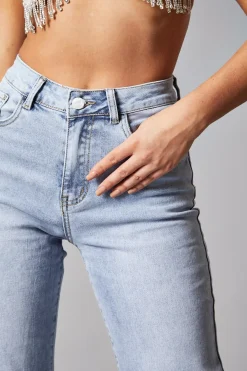 Rebellious Fashion Light Blue Straight Leg Baggy Jeans - Marigold