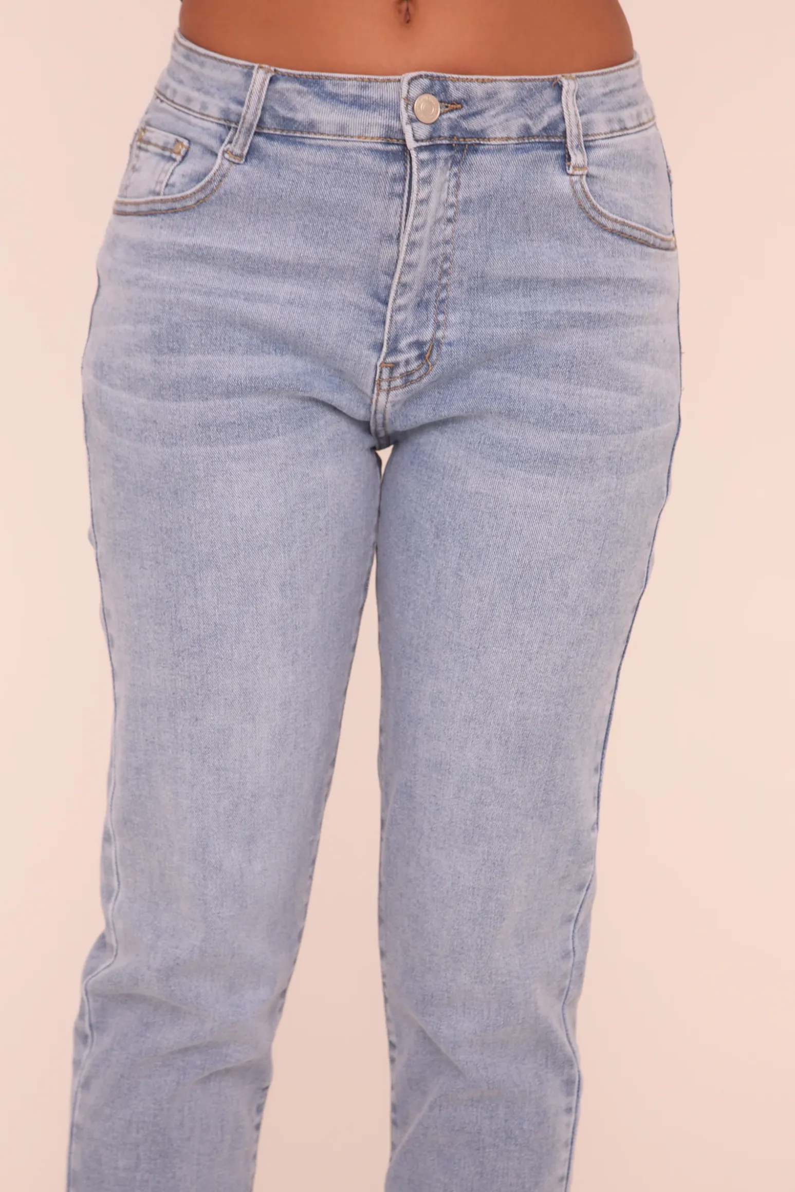 Rebellious Fashion Light Blue Stretch High Waist Turn Up Hem Mom Jeans - Corra
