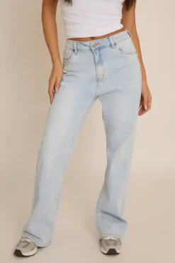 Rebellious Fashion Light Blue Stretch Straight Leg Jeans - Scarlett