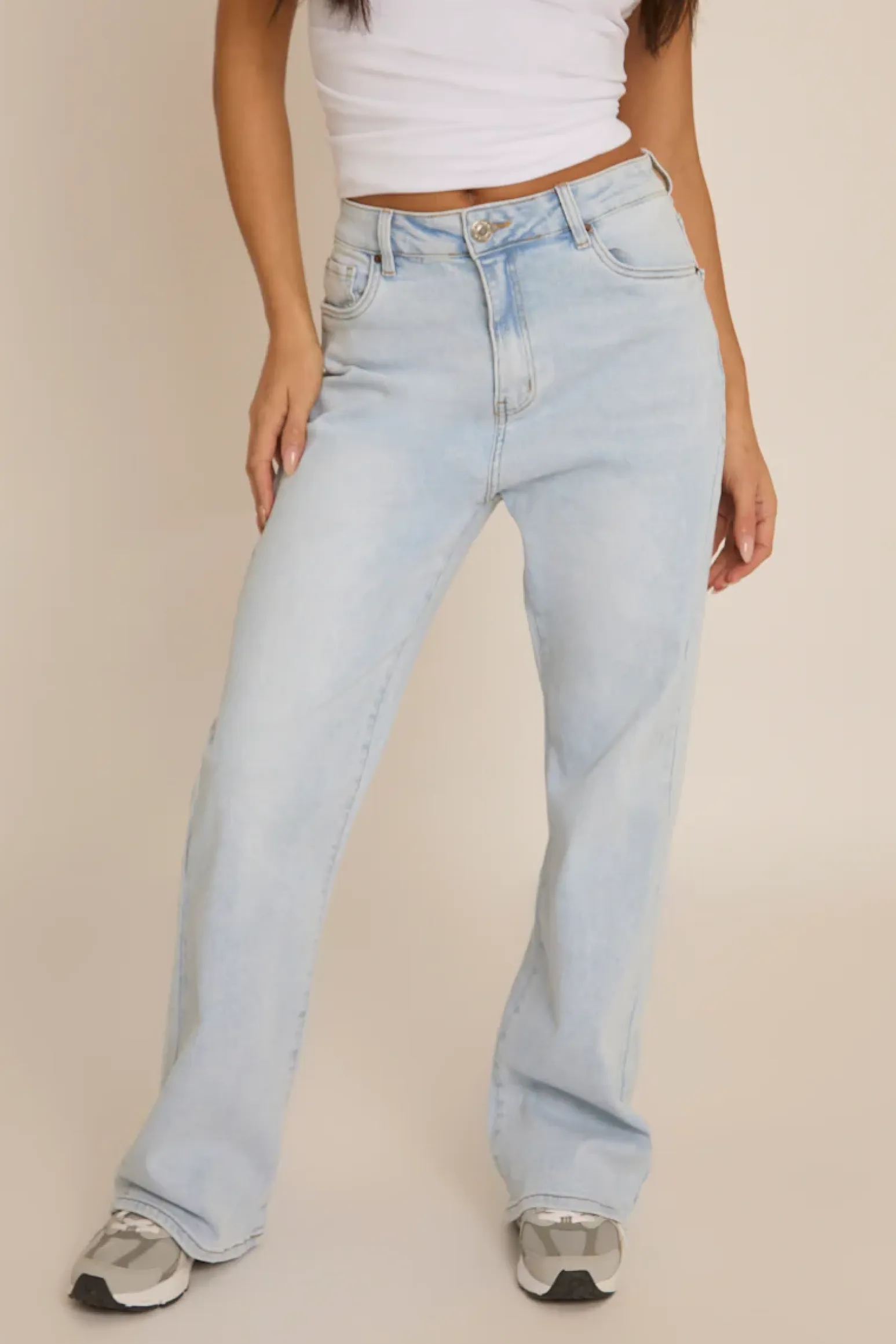 Rebellious Fashion Light Blue Stretch Straight Leg Jeans - Scarlett