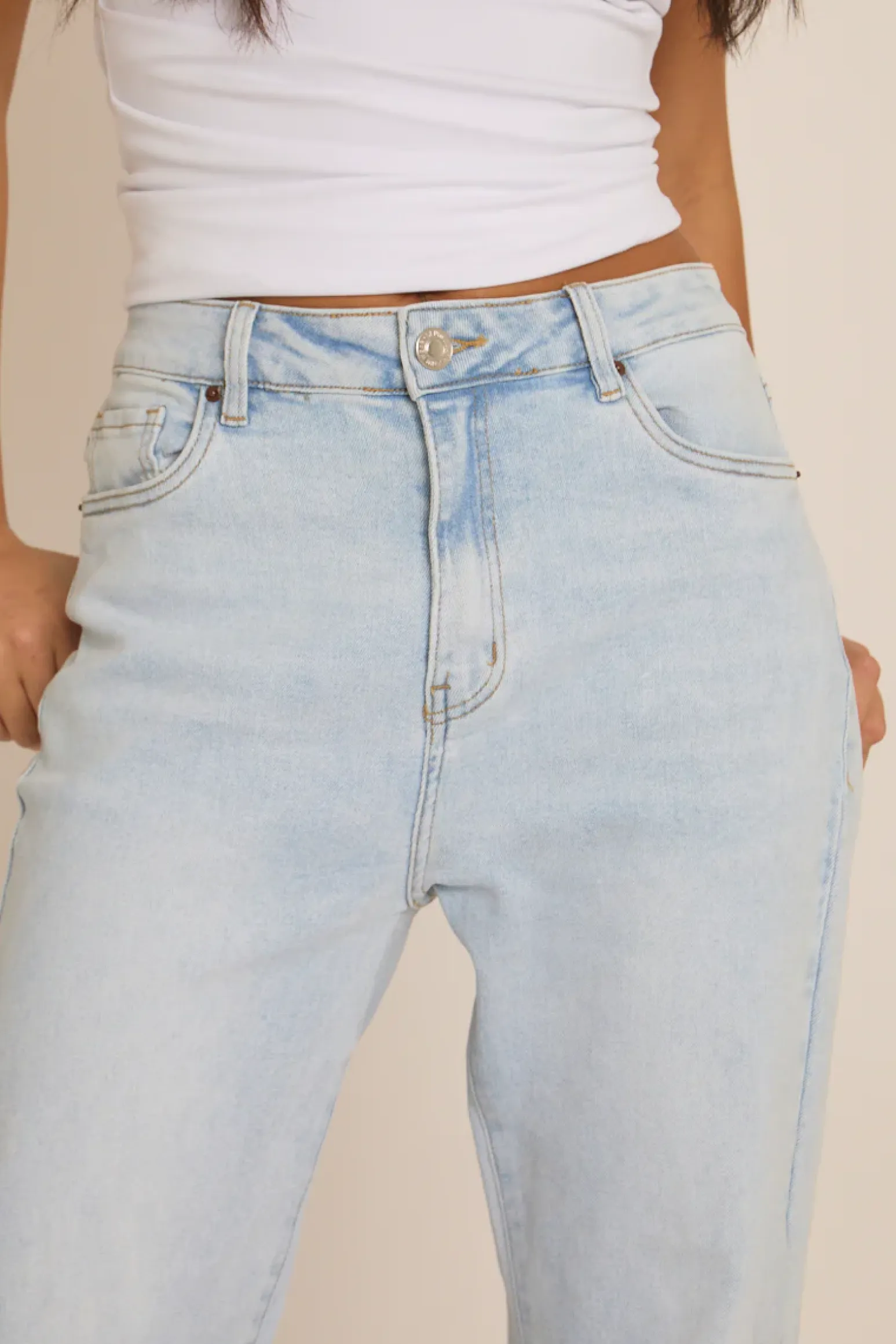 Rebellious Fashion Light Blue Stretch Straight Leg Jeans - Scarlett