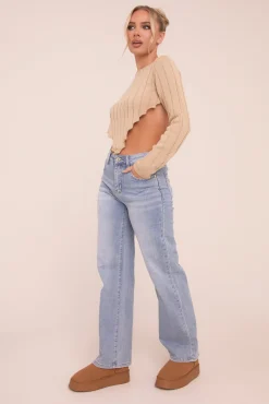 Rebellious Fashion Light Blue Stretch Straight Leg Jeans - Sam