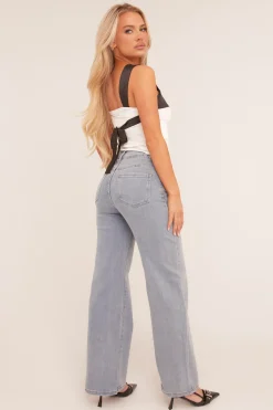 Rebellious Fashion Light Blue Stretch Straight Leg Jeans - Hayle