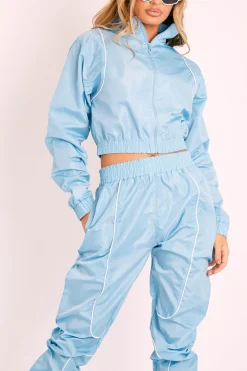 Rebellious Fashion Light Blue Zip Front Hoodie Cuff Jogger Co-Ord - Kason