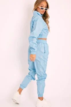 Rebellious Fashion Light Blue Zip Front Hoodie Cuff Jogger Co-Ord - Kason