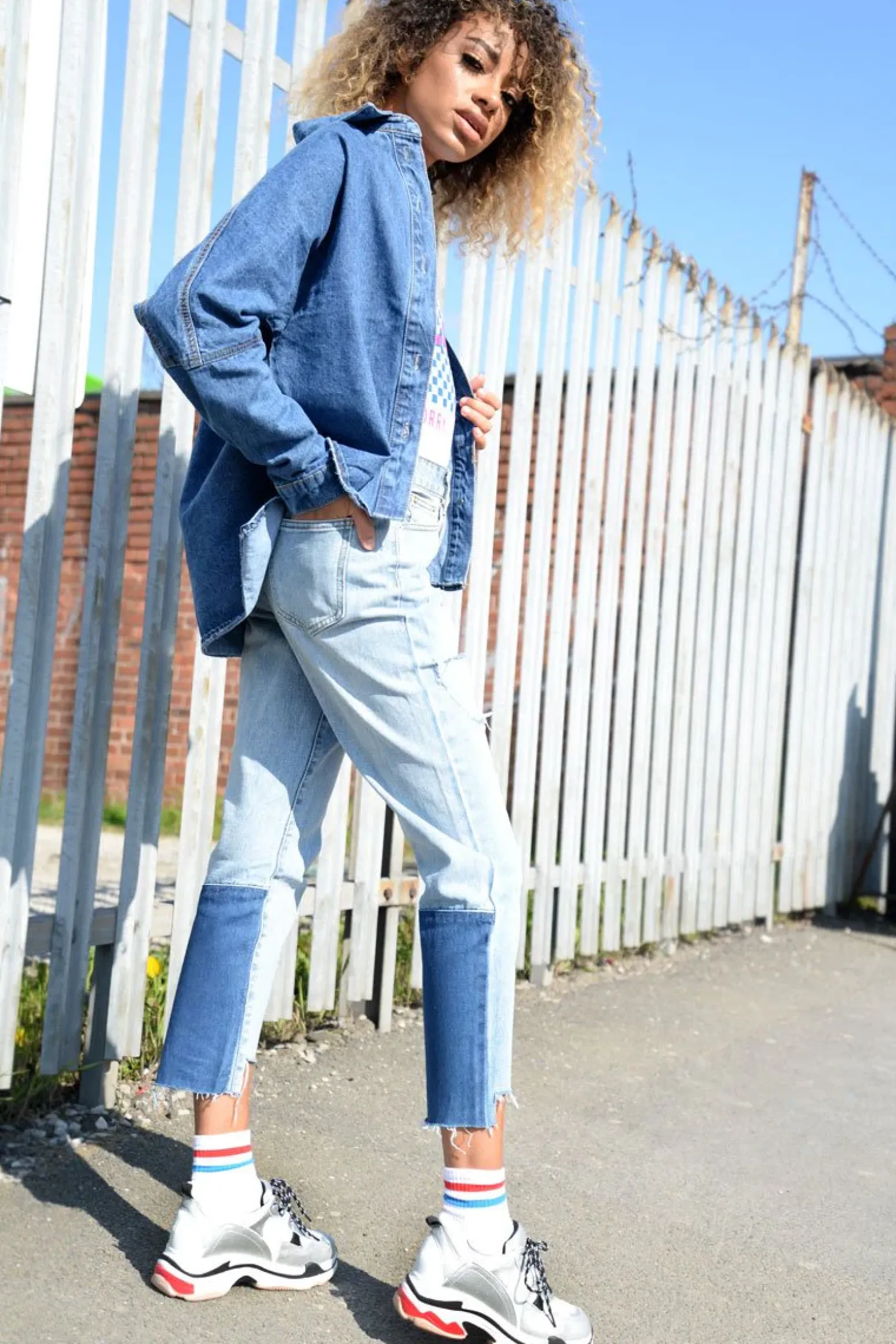 Rebellious Fashion Light Contrast Denim Jeans - Margie