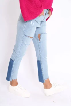 Rebellious Fashion Light Contrast Denim Jeans - Margie