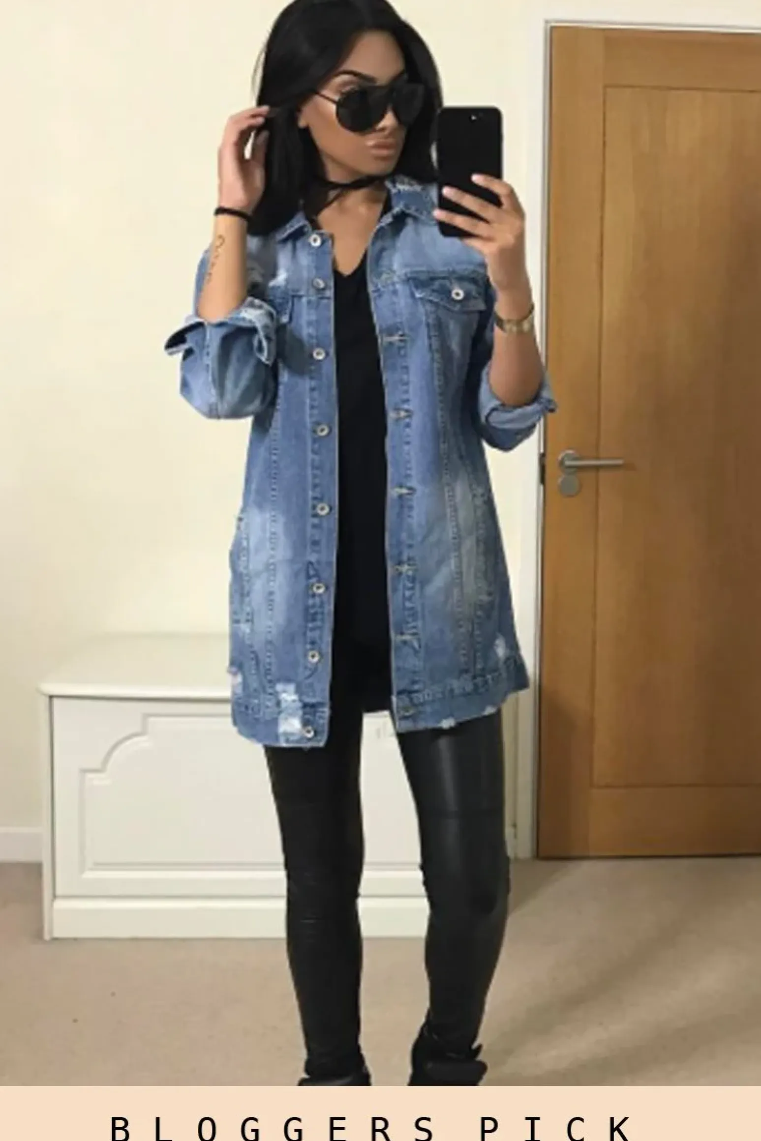 Rebellious Fashion Light Denim Oversized Distressed Denim Jacket - Tilly