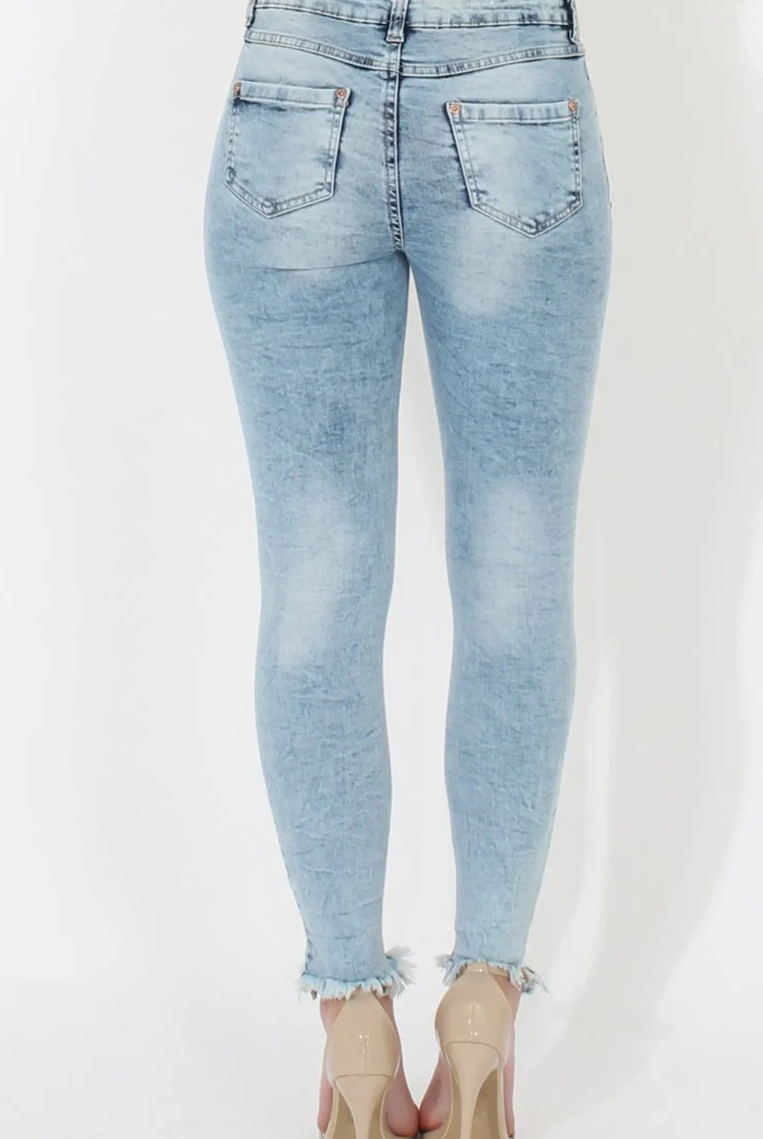 Rebellious Fashion Light Denim Ripped Jeans - Morgan