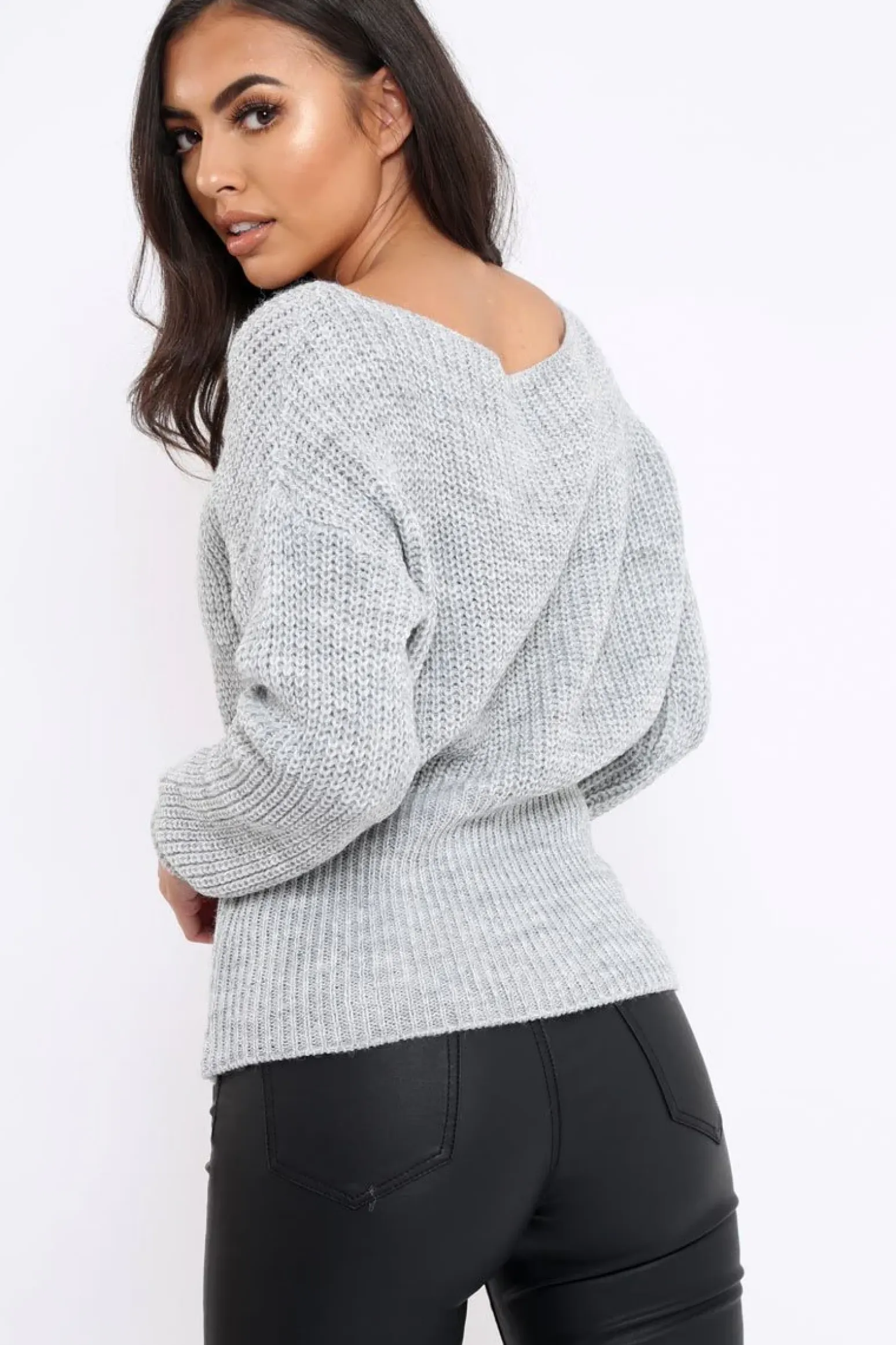 Rebellious Fashion Light Grey Corset Waist Knitted Jumper - Elizabeth