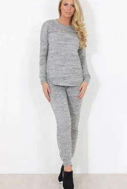 Rebellious Fashion Light Grey Diamonte Loungewear - Linnea