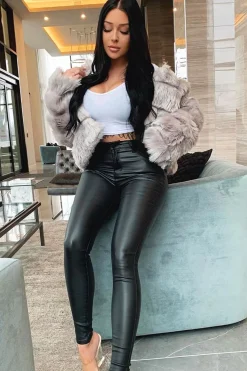 Rebellious Fashion Light Grey Faux Fur Jacket - Estelle