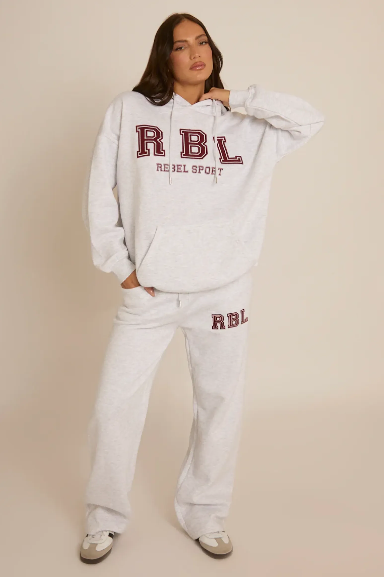 Rebellious Fashion Light Grey Marl Rebel Sport Oversized Hoodie - Camilla