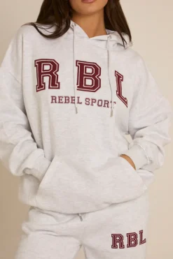 Rebellious Fashion Light Grey Marl Rebel Sport Wide Leg Joggers - Ariyah
