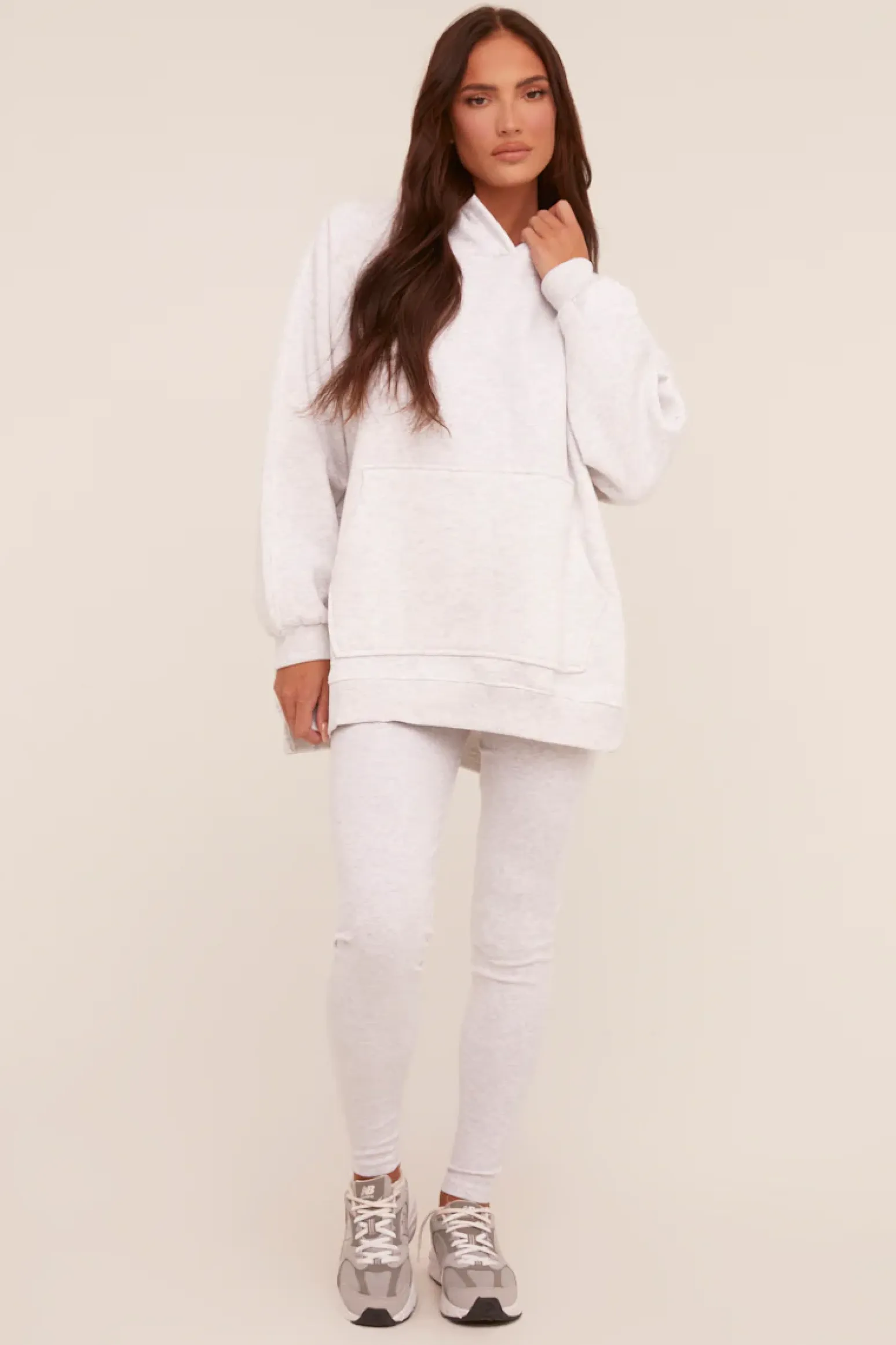 Rebellious Fashion Light Grey Oversized Hoodie And Leggings Co-ord Set - Renee